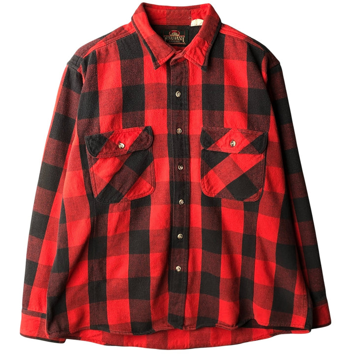 GREATLAND APPAREL Buffalo Check Long Sleeve Flannel Check Shirt, Men's Size L unclear red type Vintage Second Hand