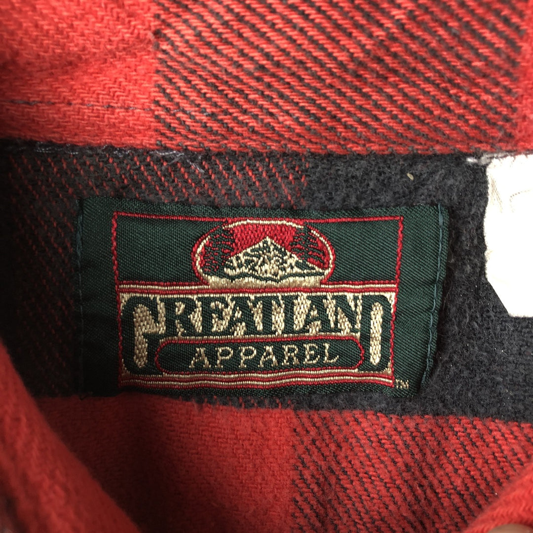 GREATLAND APPAREL Buffalo Check Long Sleeve Flannel Check Shirt, Men's Size L unclear red type Vintage Second Hand