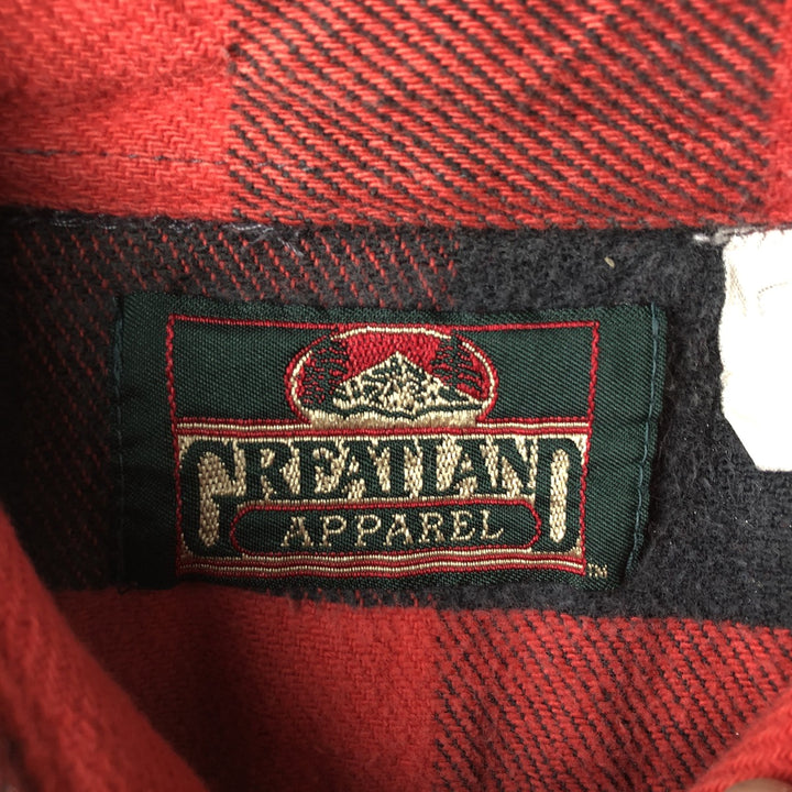 GREATLAND APPAREL Buffalo Check Long Sleeve Flannel Check Shirt, Men's Size L unclear red type Vintage Second Hand