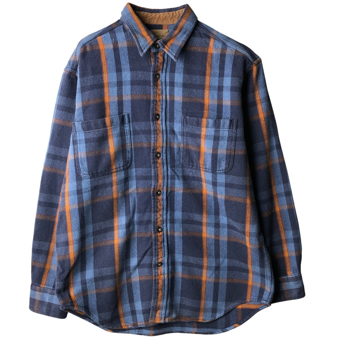 Vintage 90s-00'S St. John's Bay long-sleeved flannel check shirt, size M, men's cotton Navy blue Vintage Second Hand