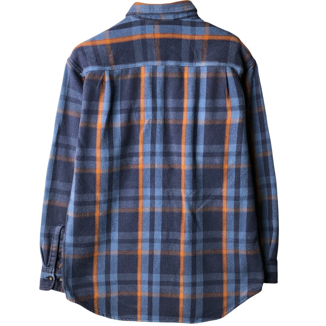 Vintage 90s-00'S St. John's Bay long-sleeved flannel check shirt, size M, men's cotton Navy blue Vintage Second Hand