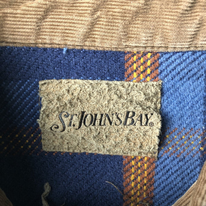 Vintage 90s-00'S St. John's Bay long-sleeved flannel check shirt, size M, men's cotton Navy blue Vintage Second Hand