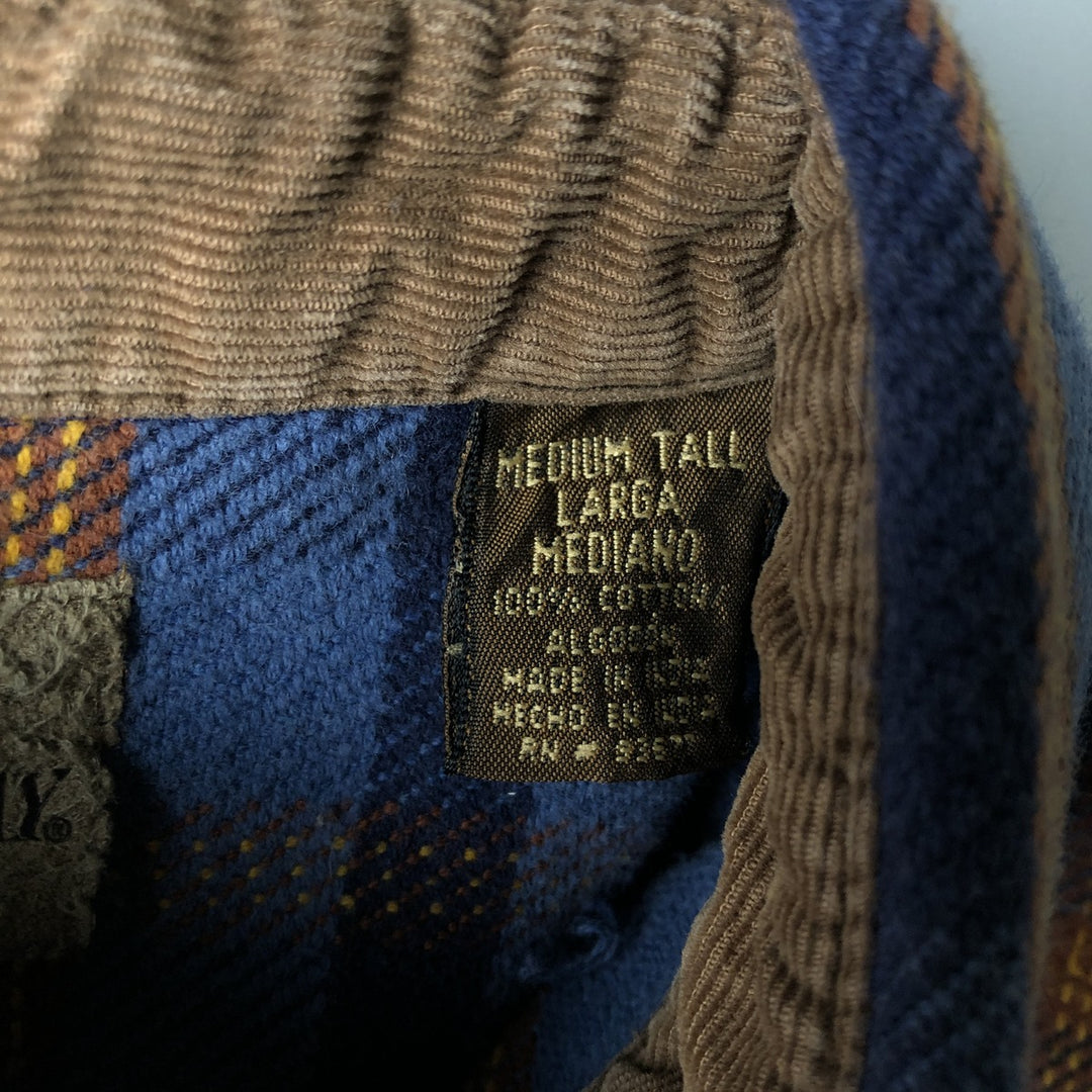 Vintage 90s-00'S St. John's Bay long-sleeved flannel check shirt, size M, men's cotton Navy blue Vintage Second Hand