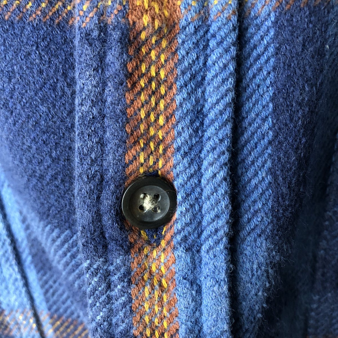 Vintage 90s-00'S St. John's Bay long-sleeved flannel check shirt, size M, men's cotton Navy blue Vintage Second Hand