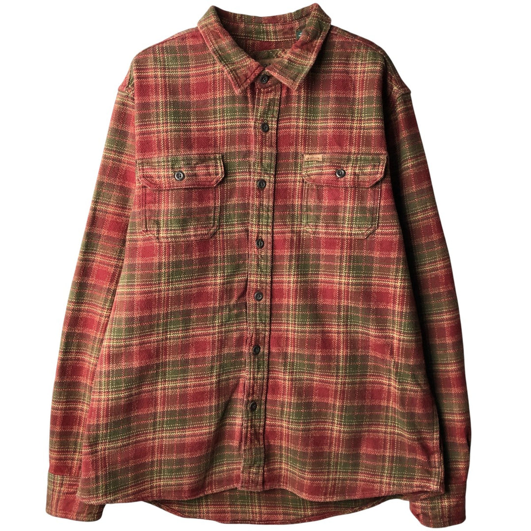 ORVIS Long Sleeve Heavy Flannel Check Shirt, Men's XL cotton wine-red Vintage Second Hand