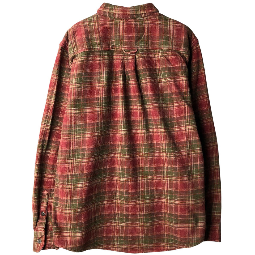 ORVIS Long Sleeve Heavy Flannel Check Shirt, Men's XL cotton wine-red Vintage Second Hand