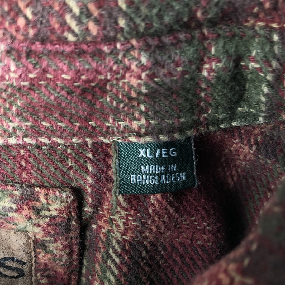 ORVIS Long Sleeve Heavy Flannel Check Shirt, Men's XL cotton wine-red Vintage Second Hand