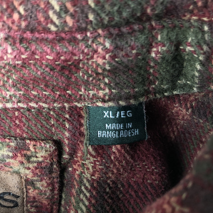 ORVIS Long Sleeve Heavy Flannel Check Shirt, Men's XL cotton wine-red Vintage Second Hand