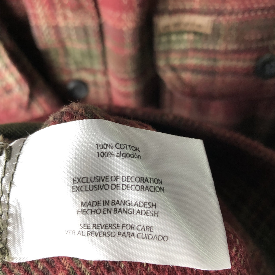 ORVIS Long Sleeve Heavy Flannel Check Shirt, Men's XL cotton wine-red Vintage Second Hand