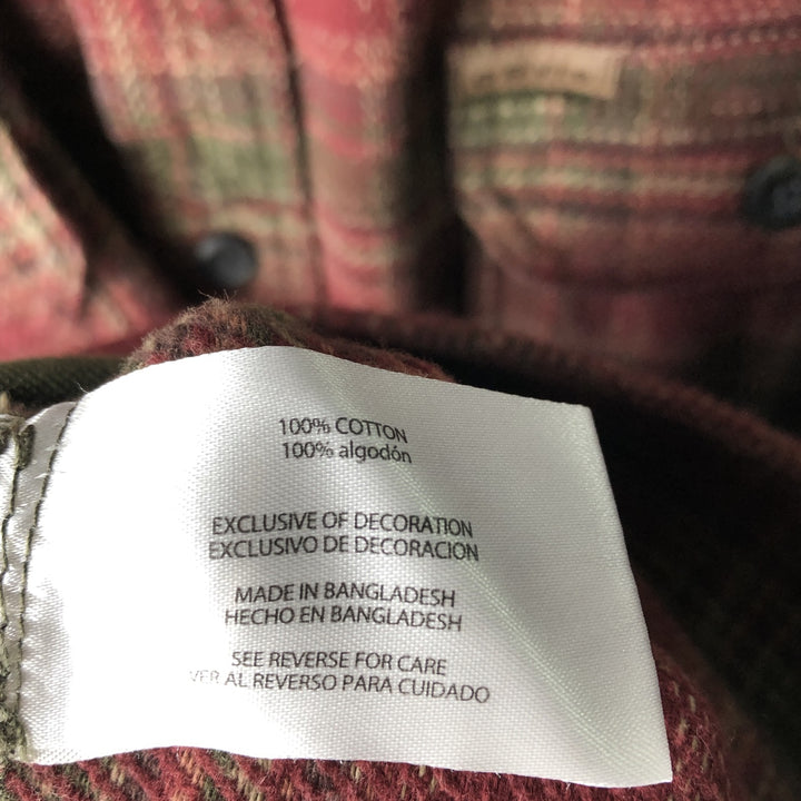 ORVIS Long Sleeve Heavy Flannel Check Shirt, Men's XL cotton wine-red Vintage Second Hand