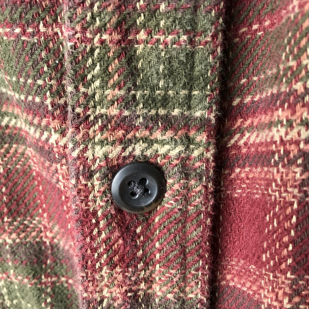 ORVIS Long Sleeve Heavy Flannel Check Shirt, Men's XL cotton wine-red Vintage Second Hand