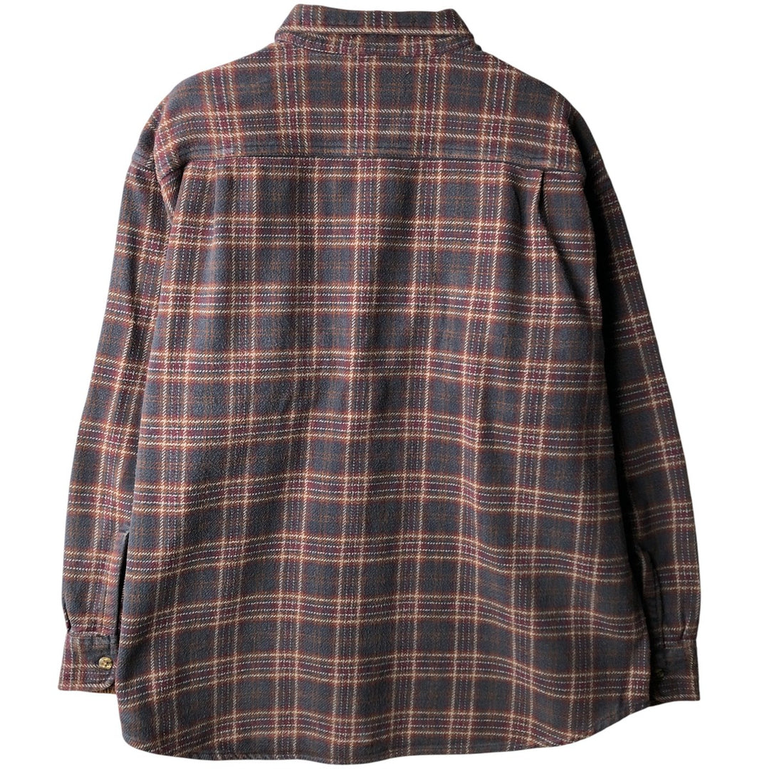 90s~00'S St. John's Bay BRAWNY Long Sleeve Flannel Check Shirt Men's XL Vintage cotton navy blue type Vintage Second Hand