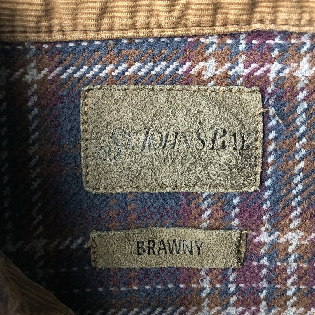 90s~00'S St. John's Bay BRAWNY Long Sleeve Flannel Check Shirt Men's XL Vintage cotton navy blue type Vintage Second Hand