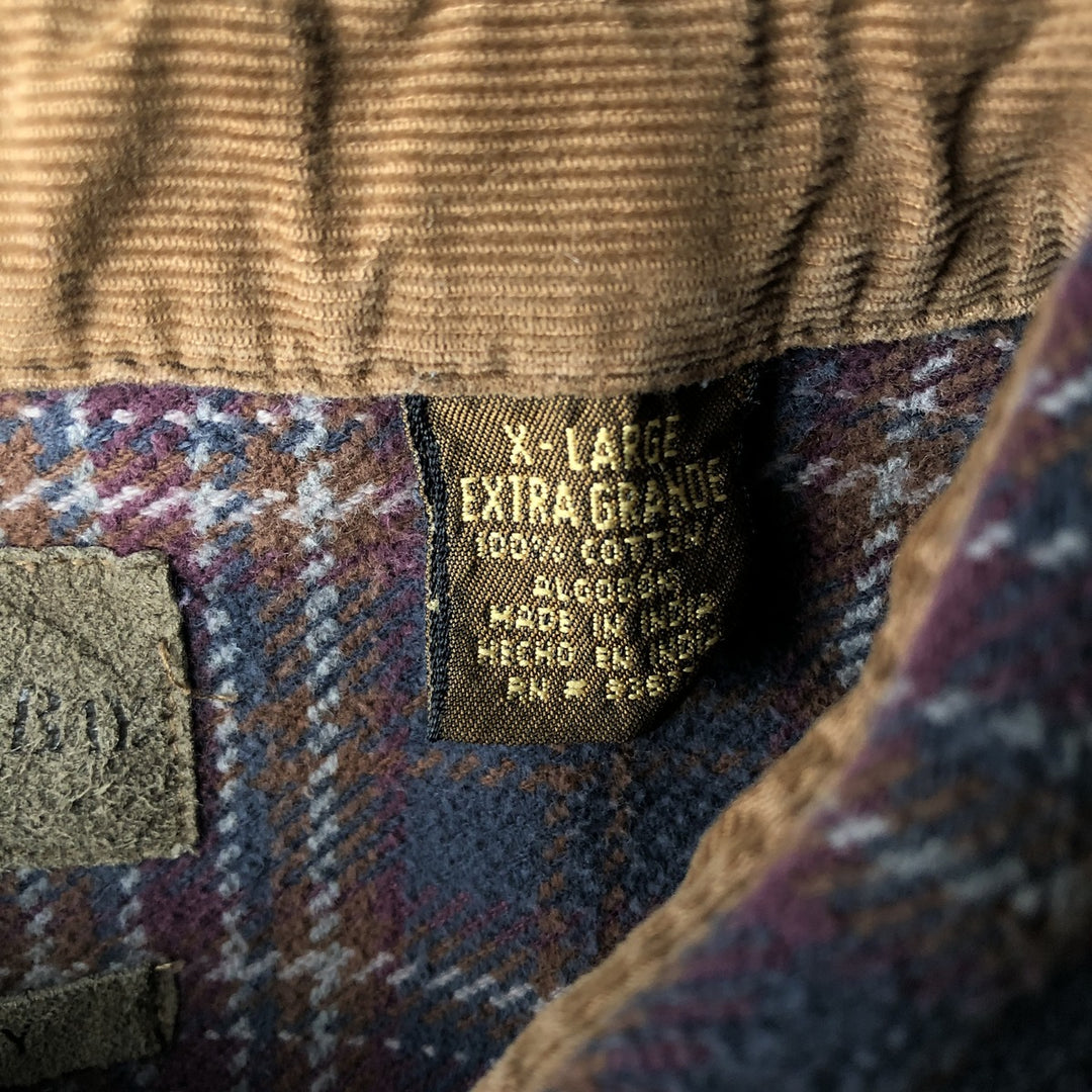 90s~00'S St. John's Bay BRAWNY Long Sleeve Flannel Check Shirt Men's XL Vintage cotton navy blue type Vintage Second Hand