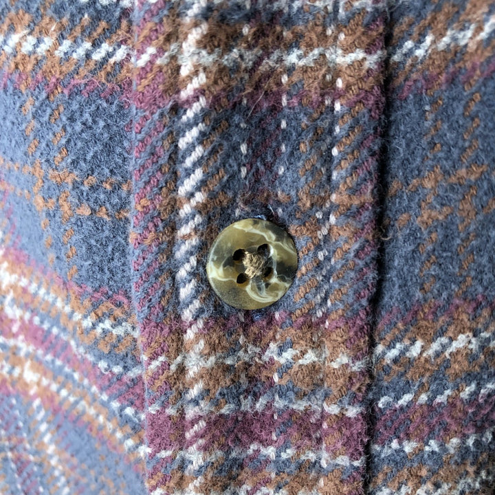 90s~00'S St. John's Bay BRAWNY Long Sleeve Flannel Check Shirt Men's XL Vintage cotton navy blue type Vintage Second Hand