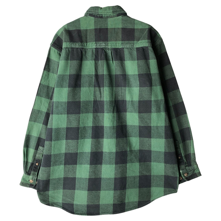 Field and Stream Buffalo Check Long Sleeve Flannel Check Shirt, Men's XL cotton green type Vintage Second Hand