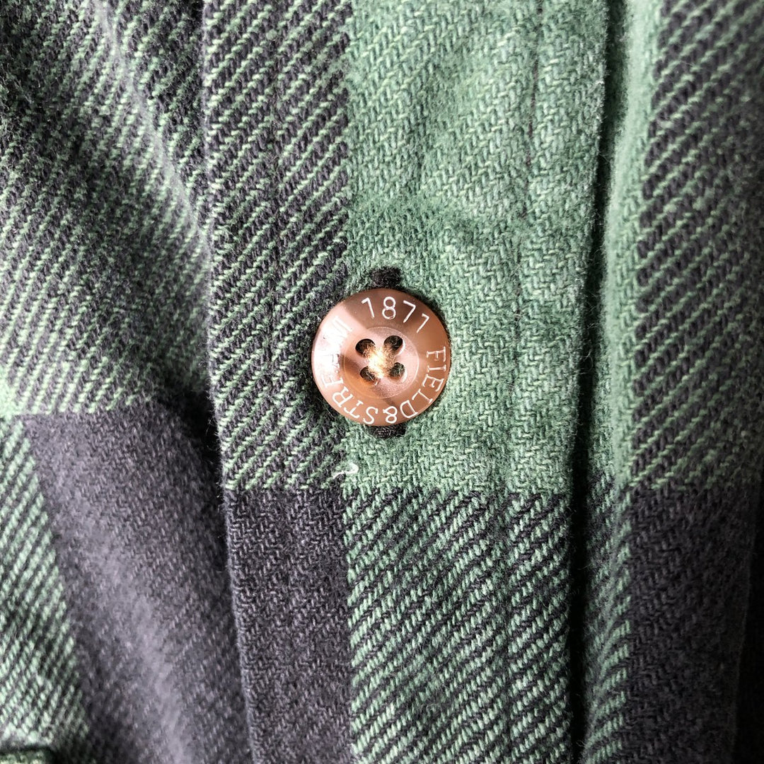 Field and Stream Buffalo Check Long Sleeve Flannel Check Shirt, Men's XL cotton green type Vintage Second Hand