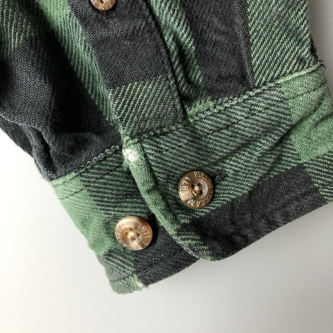 Field and Stream Buffalo Check Long Sleeve Flannel Check Shirt, Men's XL cotton green type Vintage Second Hand