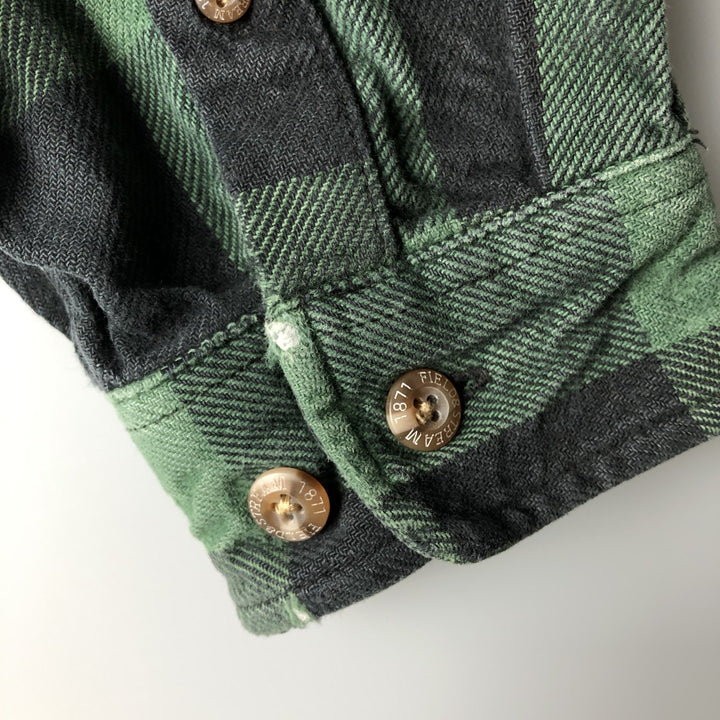 Field and Stream Buffalo Check Long Sleeve Flannel Check Shirt, Men's XL cotton green type Vintage Second Hand