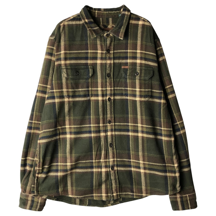 ORVIS Long Sleeve Heavy Flannel Check Shirt, Men's XL cotton Green type dark green Vintage Second Hand