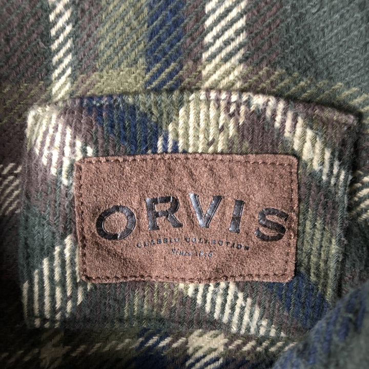ORVIS Long Sleeve Heavy Flannel Check Shirt, Men's XL cotton Green type dark green Vintage Second Hand