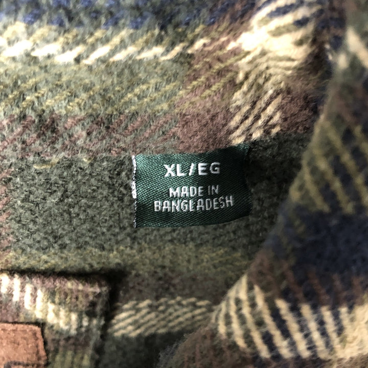 ORVIS Long Sleeve Heavy Flannel Check Shirt, Men's XL cotton Green type dark green Vintage Second Hand