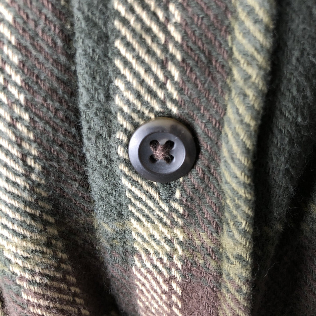 ORVIS Long Sleeve Heavy Flannel Check Shirt, Men's XL cotton Green type dark green Vintage Second Hand