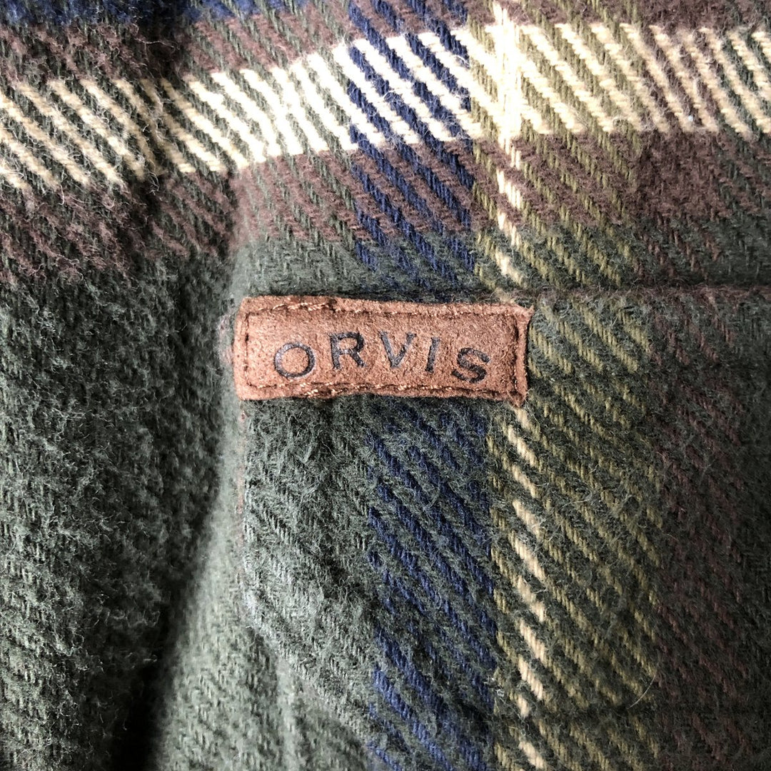 ORVIS Long Sleeve Heavy Flannel Check Shirt, Men's XL cotton Green type dark green Vintage Second Hand