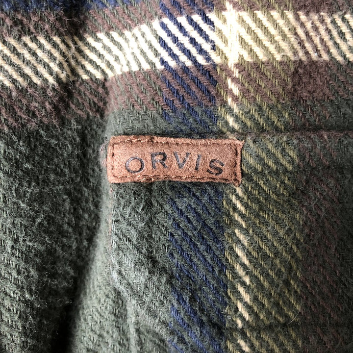 ORVIS Long Sleeve Heavy Flannel Check Shirt, Men's XL cotton Green type dark green Vintage Second Hand