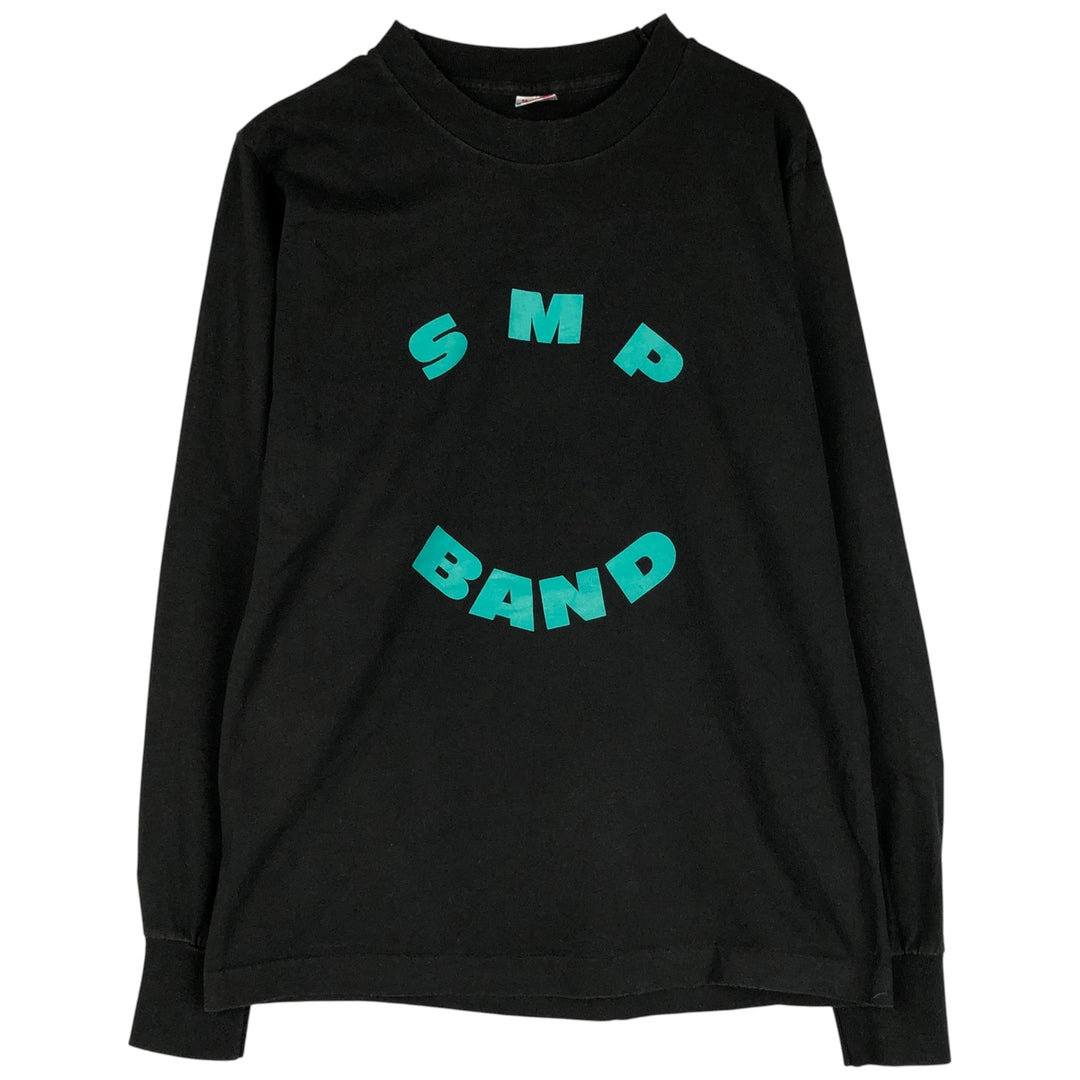 Fruit of the Loom Long Sleeve Band T-Shirt, Made in USA, Men's Size Medium cotton black type Vintage Second Hand