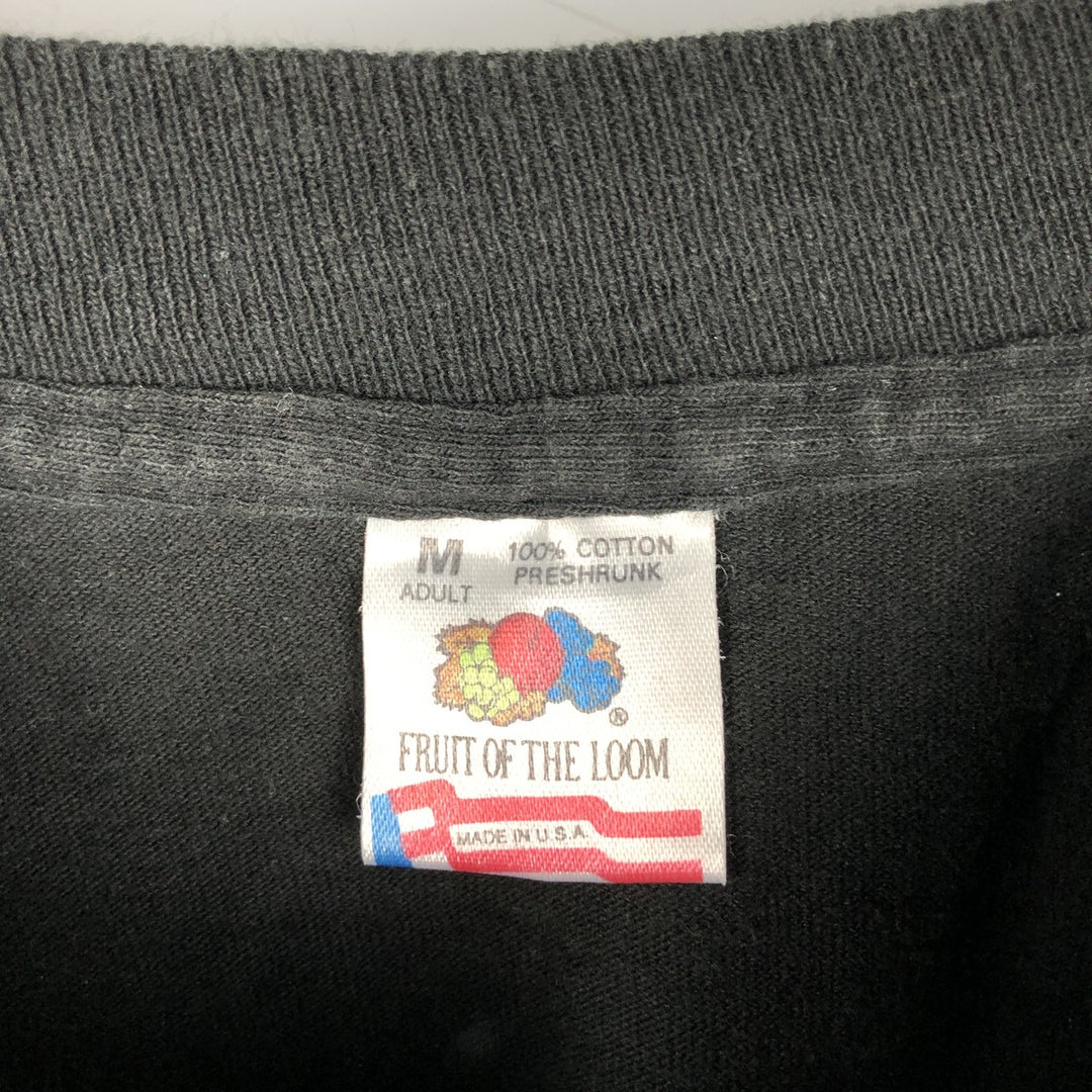 Fruit of the Loom Long Sleeve Band T-Shirt, Made in USA, Men's Size Medium cotton black type Vintage Second Hand