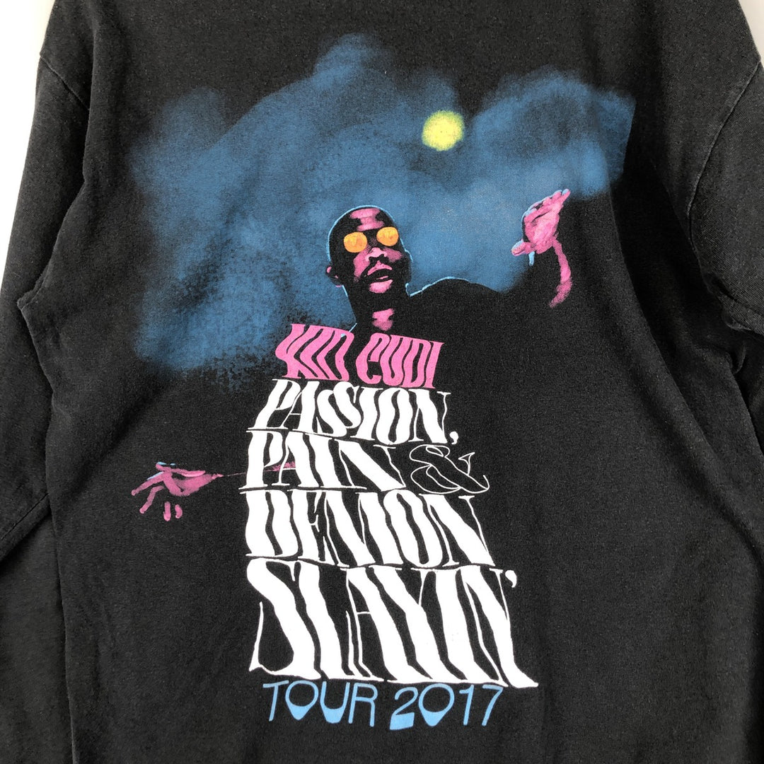 KID CUDI Long Sleeve Band T-Shirt, Men's Size Medium unclear Charcoal Vintage Second Hand