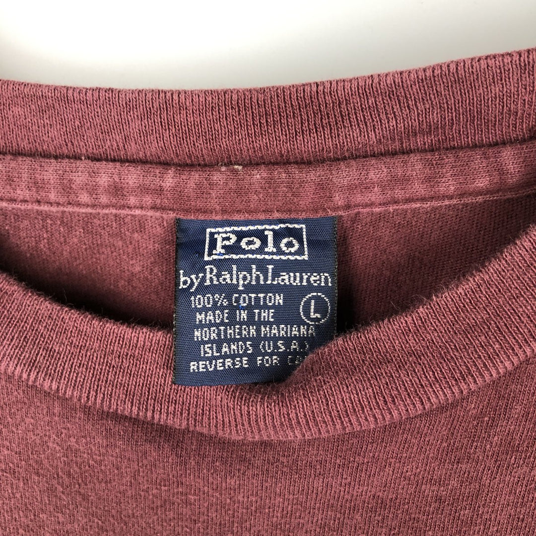 Ralph Lauren POLO by Ralph Lauren long-sleeved T-shirt, men's size L cotton burgundy type Vintage Second Hand