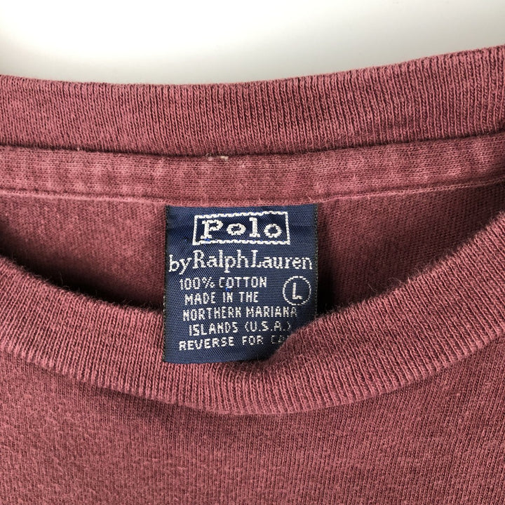 Ralph Lauren POLO by Ralph Lauren long-sleeved T-shirt, men's size L cotton burgundy type Vintage Second Hand