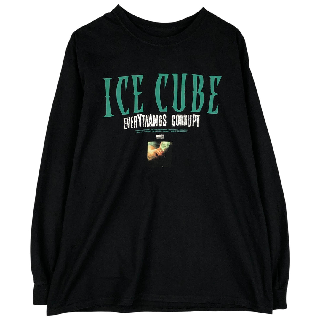 ICE CUBE Long Sleeve Rap T-Shirt, Men's Size XL cotton black type Vintage Second Hand