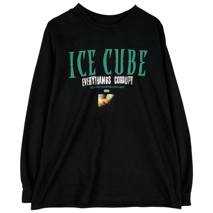 ICE CUBE Long Sleeve Rap T-Shirt, Men's Size XL cotton black type Vintage Second Hand