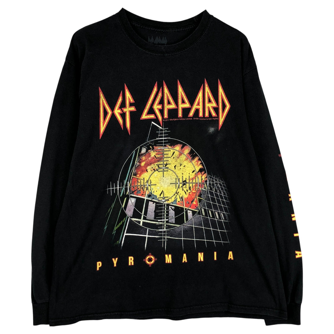 DEF LEPPARD Long Sleeve Band T-Shirt, Men's Size L cotton black type Vintage Second Hand