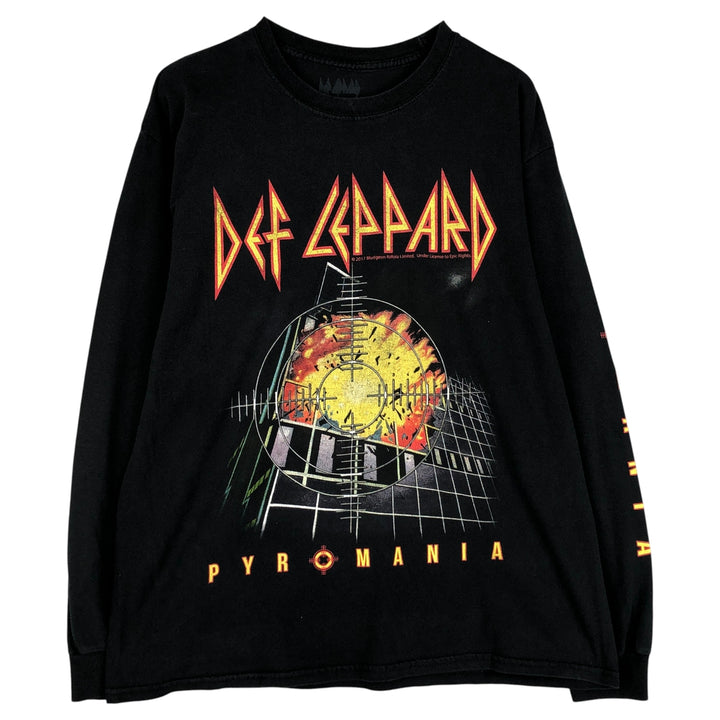 DEF LEPPARD Long Sleeve Band T-Shirt, Men's Size L cotton black type Vintage Second Hand