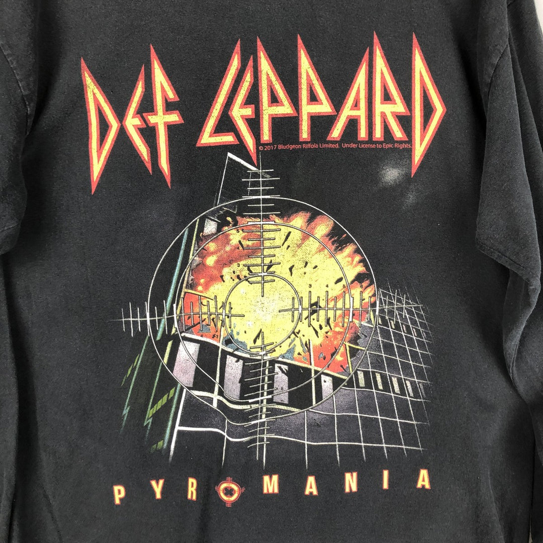 DEF LEPPARD Long Sleeve Band T-Shirt, Men's Size L cotton black type Vintage Second Hand