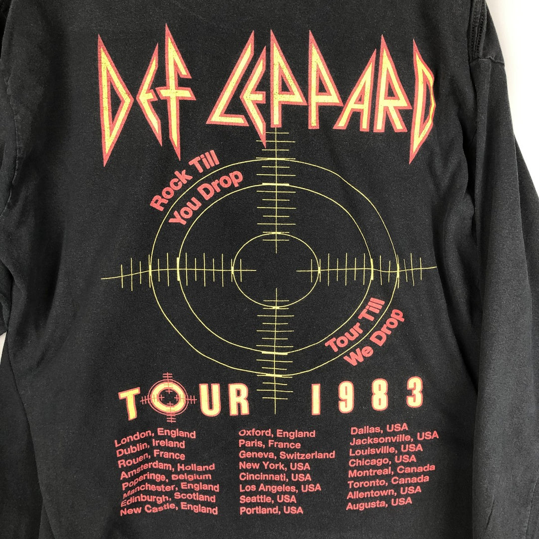 DEF LEPPARD Long Sleeve Band T-Shirt, Men's Size L cotton black type Vintage Second Hand
