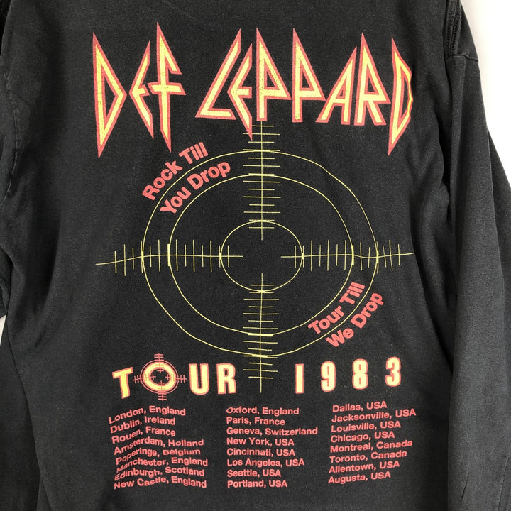 DEF LEPPARD Long Sleeve Band T-Shirt, Men's Size L cotton black type Vintage Second Hand
