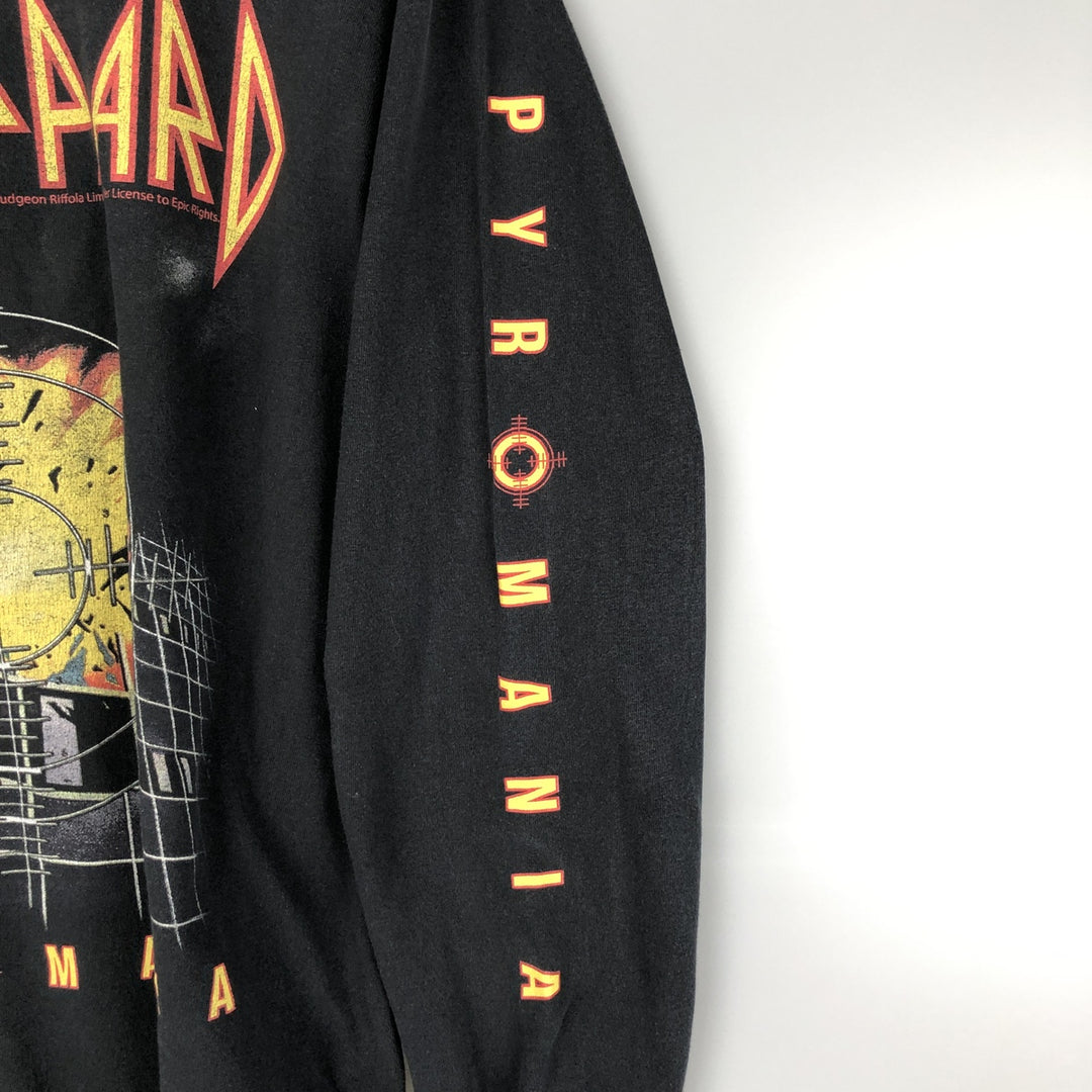 DEF LEPPARD Long Sleeve Band T-Shirt, Men's Size L cotton black type Vintage Second Hand