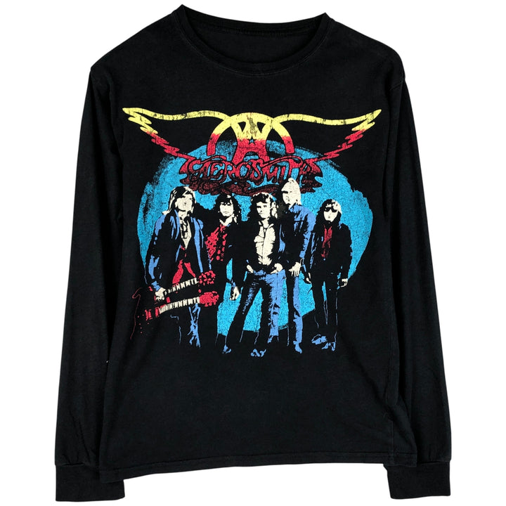 AEROSMITH Aerosmith Rock Long T-Shirt, Band Tee, Men's Size Small unclear black type Vintage Second Hand