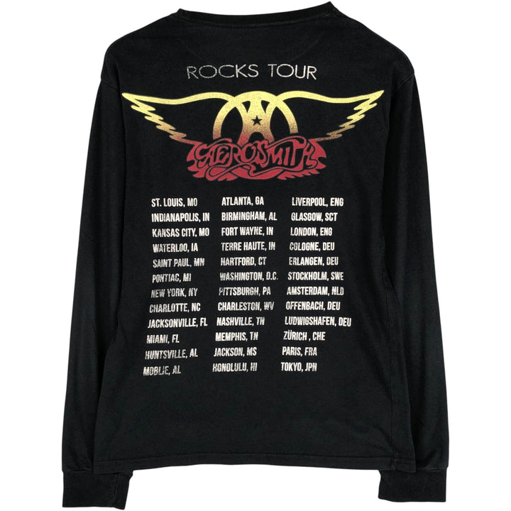 AEROSMITH Aerosmith Rock Long T-Shirt, Band Tee, Men's Size Small unclear black type Vintage Second Hand