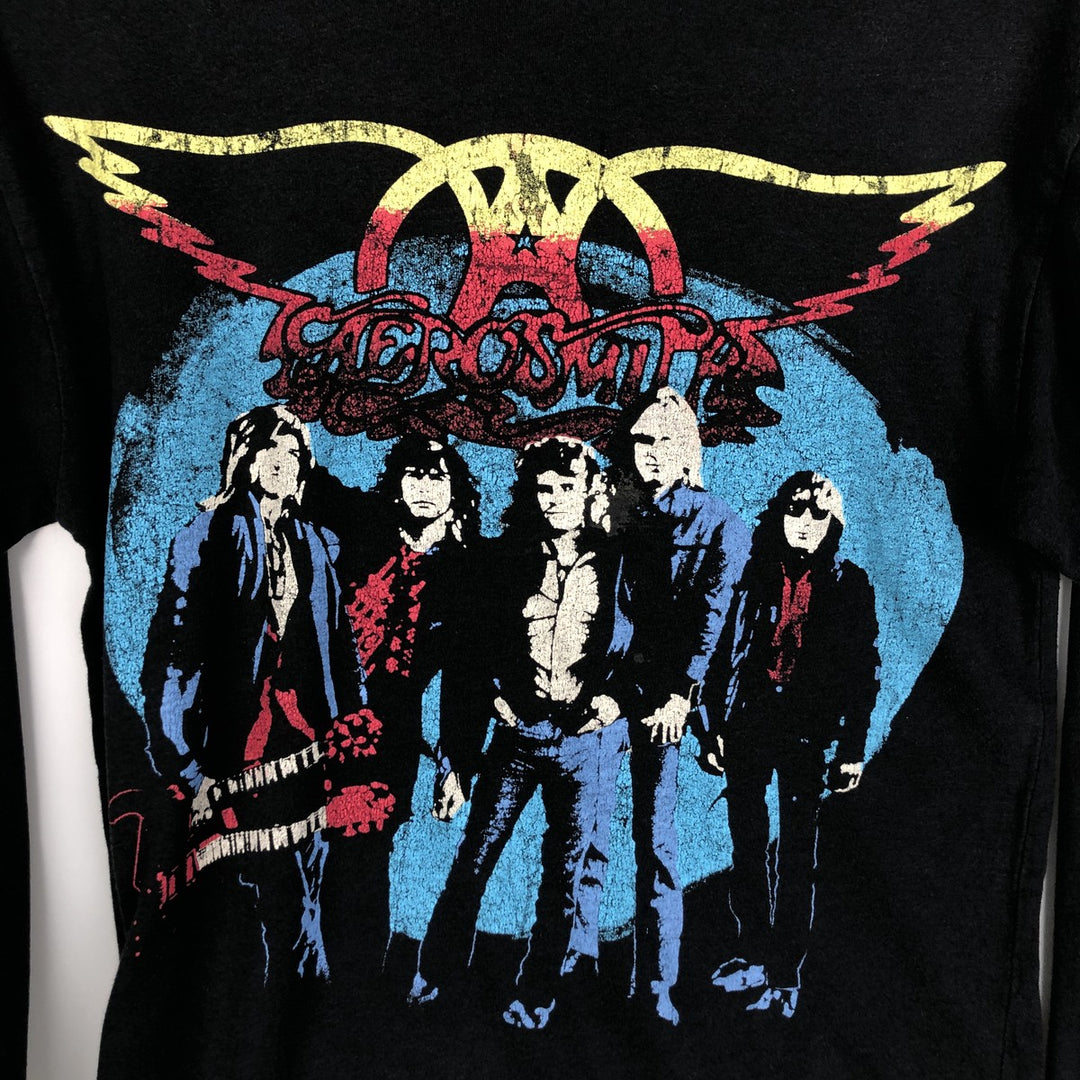 AEROSMITH Aerosmith Rock Long T-Shirt, Band Tee, Men's Size Small unclear black type Vintage Second Hand