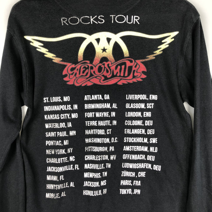 AEROSMITH Aerosmith Rock Long T-Shirt, Band Tee, Men's Size Small unclear black type Vintage Second Hand