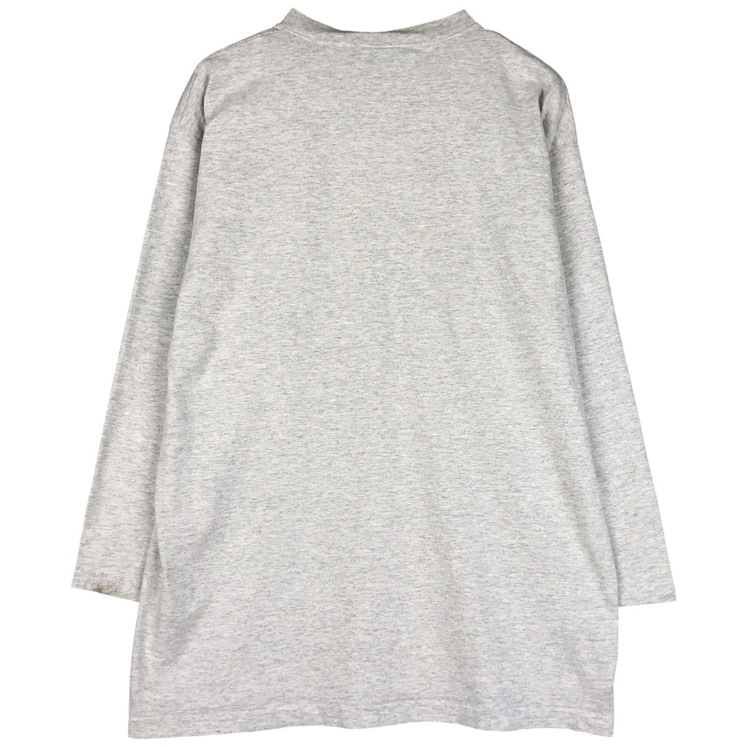 90'S Reebok Henley-neck long-sleeved T-shirt, Made in USA, Men's XL, Vintage cotton gray type Vintage Second Hand