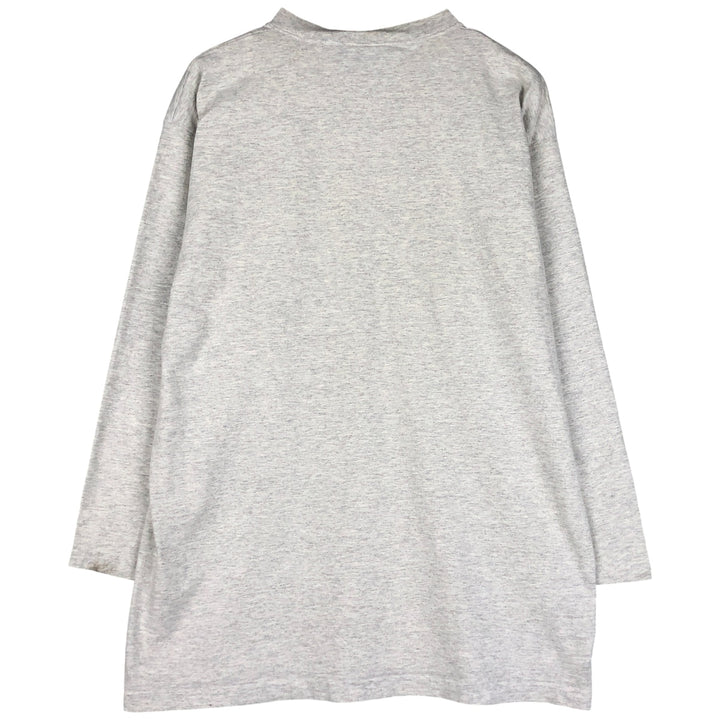 90'S Reebok Henley-neck long-sleeved T-shirt, Made in USA, Men's XL, Vintage cotton gray type Vintage Second Hand