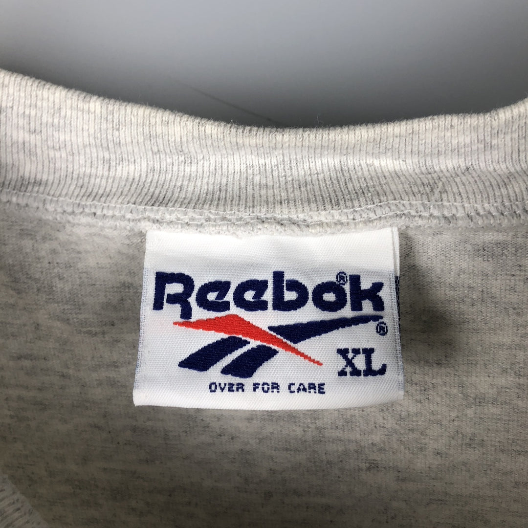 90'S Reebok Henley-neck long-sleeved T-shirt, Made in USA, Men's XL, Vintage cotton gray type Vintage Second Hand