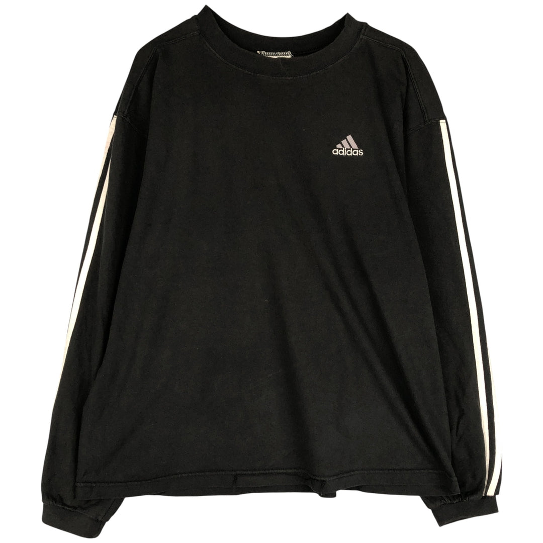 90s-00'S Adidas long-sleeved T-shirt, size M, men's cotton Charcoal Vintage Second Hand